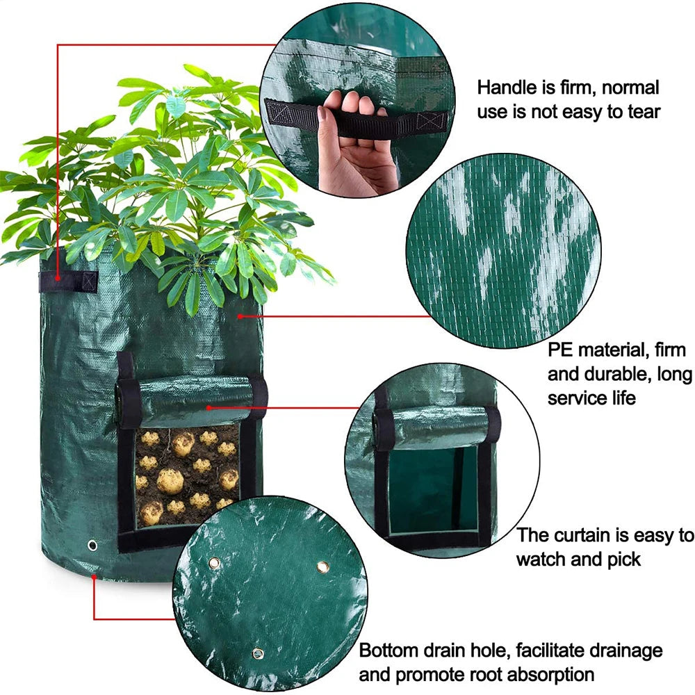 PE Potato Grow Bag with Side Window and Handles