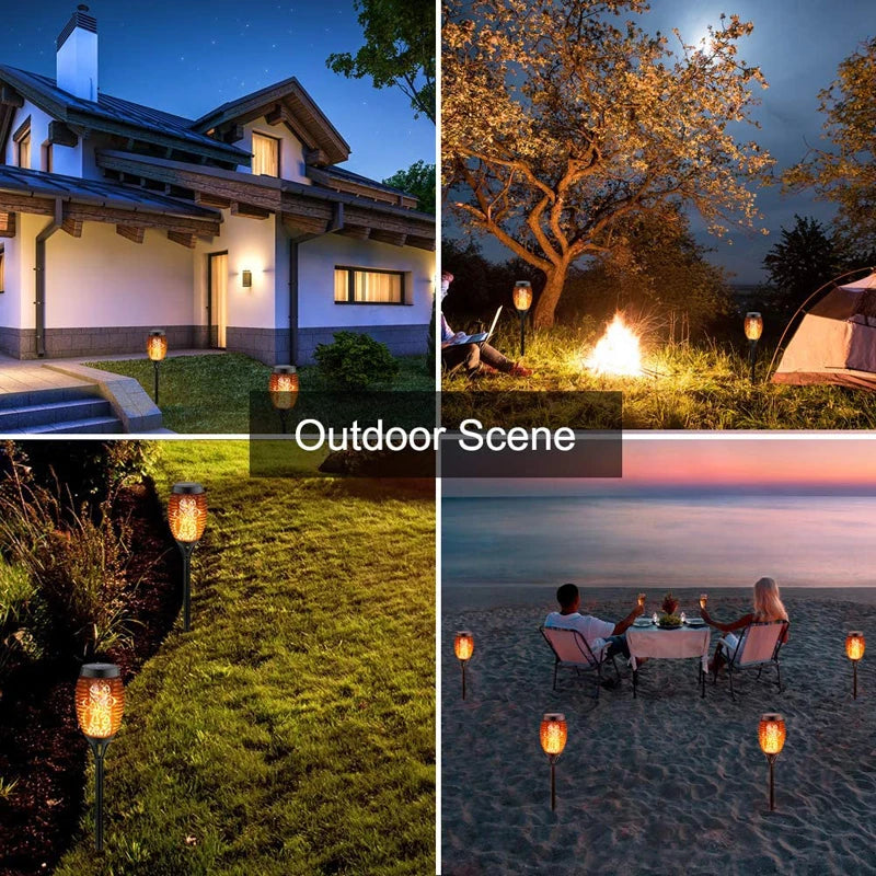 12  Waterproof LED Solar Flickering Flame Torch Light