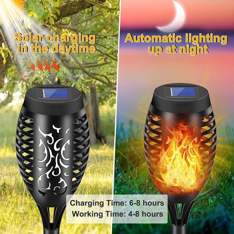 12 LED Solar Flame Torch Light Flickering Light