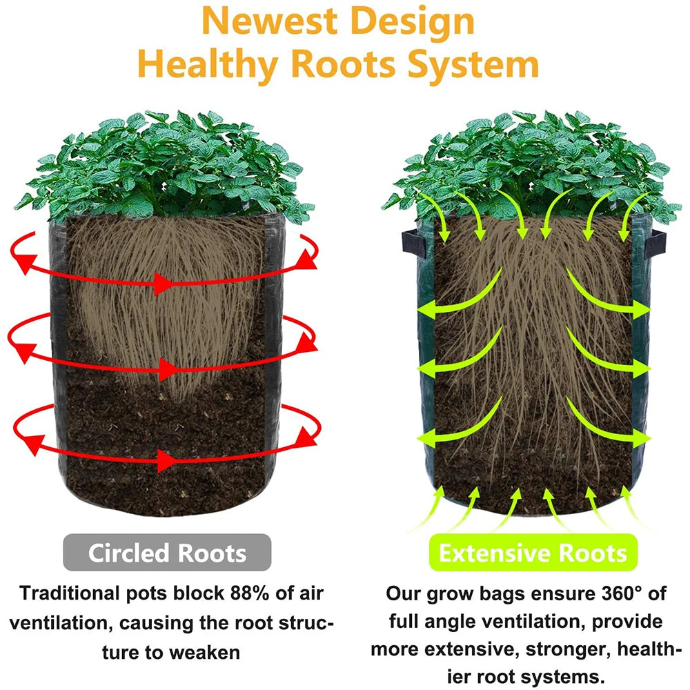 PE Potato Grow Bag with Side Window and Handles