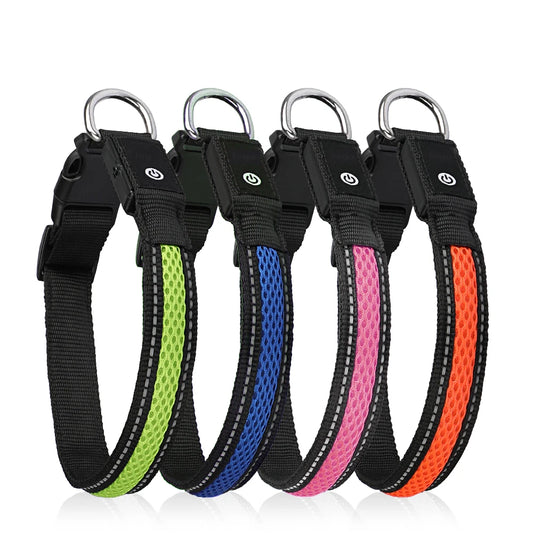 Waterproof Nylon Dog Collar With Night Safety LED Glow