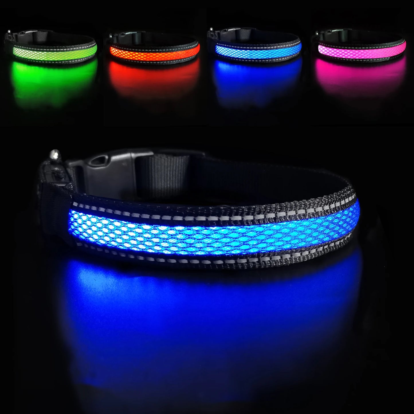 Waterproof Nylon Dog Collar With Night Safety LED Glow