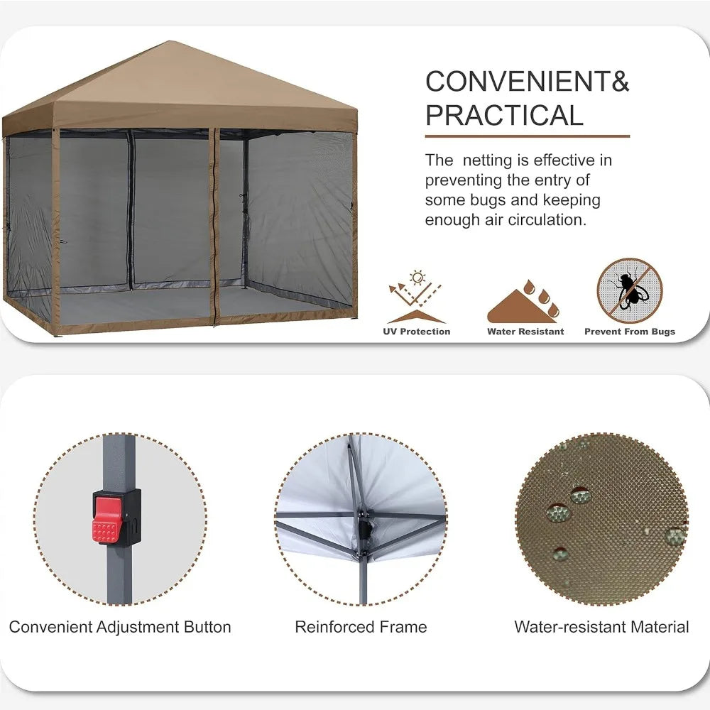 Heavy-duty pop-up outdoor canopy, with mesh curtain wall (10x10) - One Shop Ventures