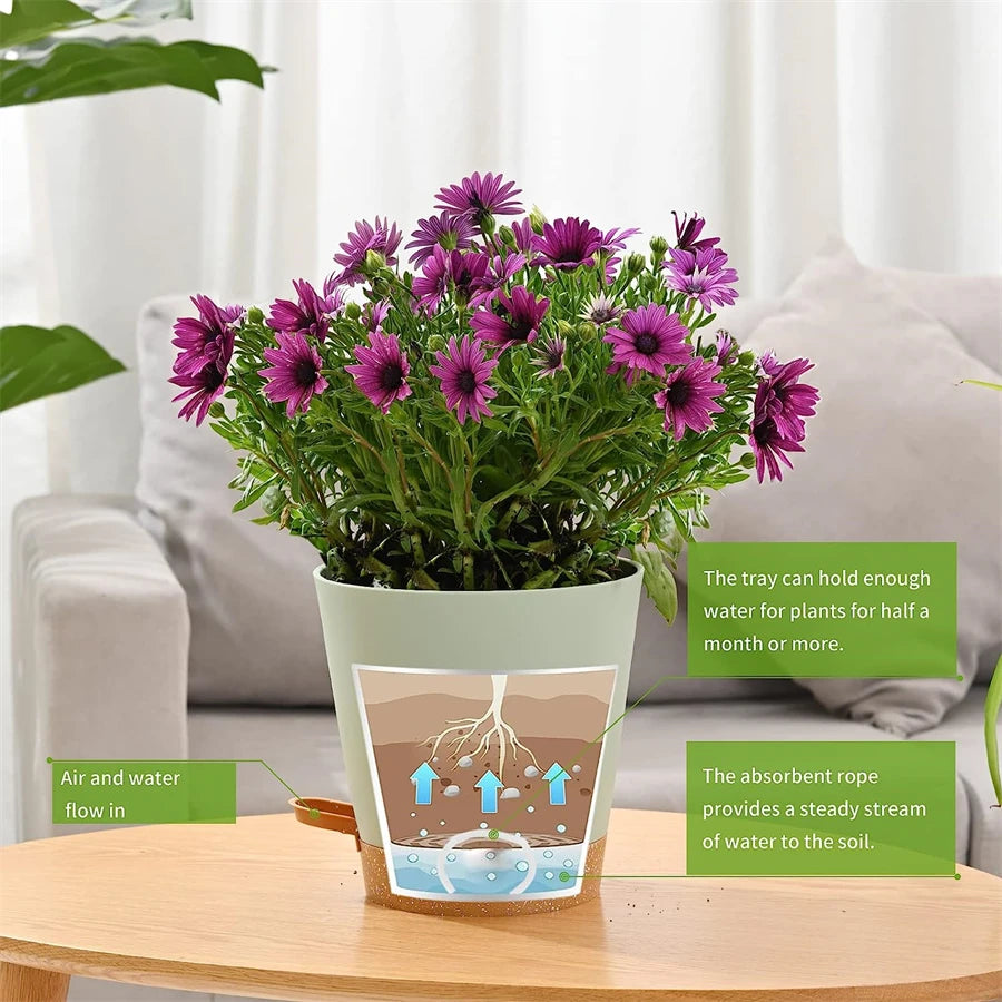 5 pack 5 inch Self Watering Pots for Indoor Plants - One Shop Ventures