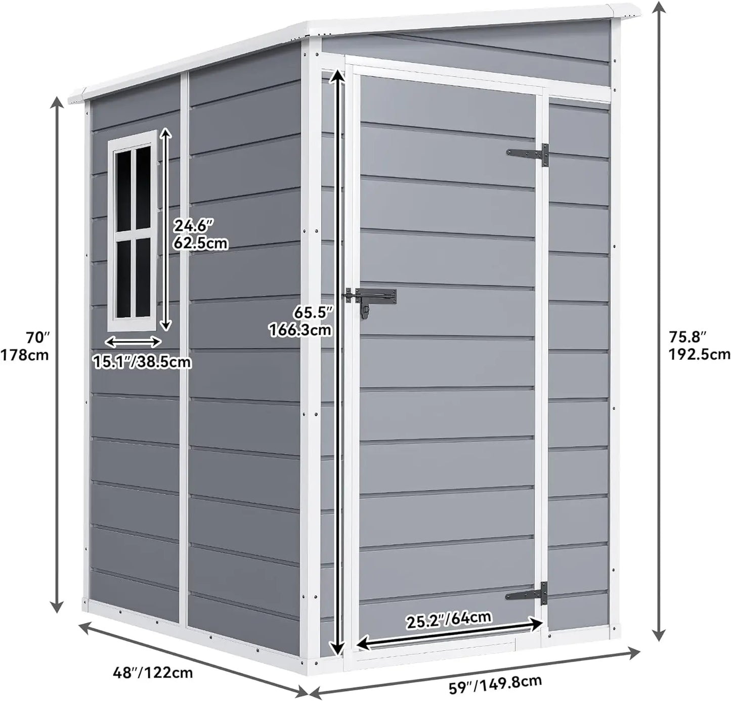 Resin Outdoor Storage Shed with Floor, Lockable Door, & Window