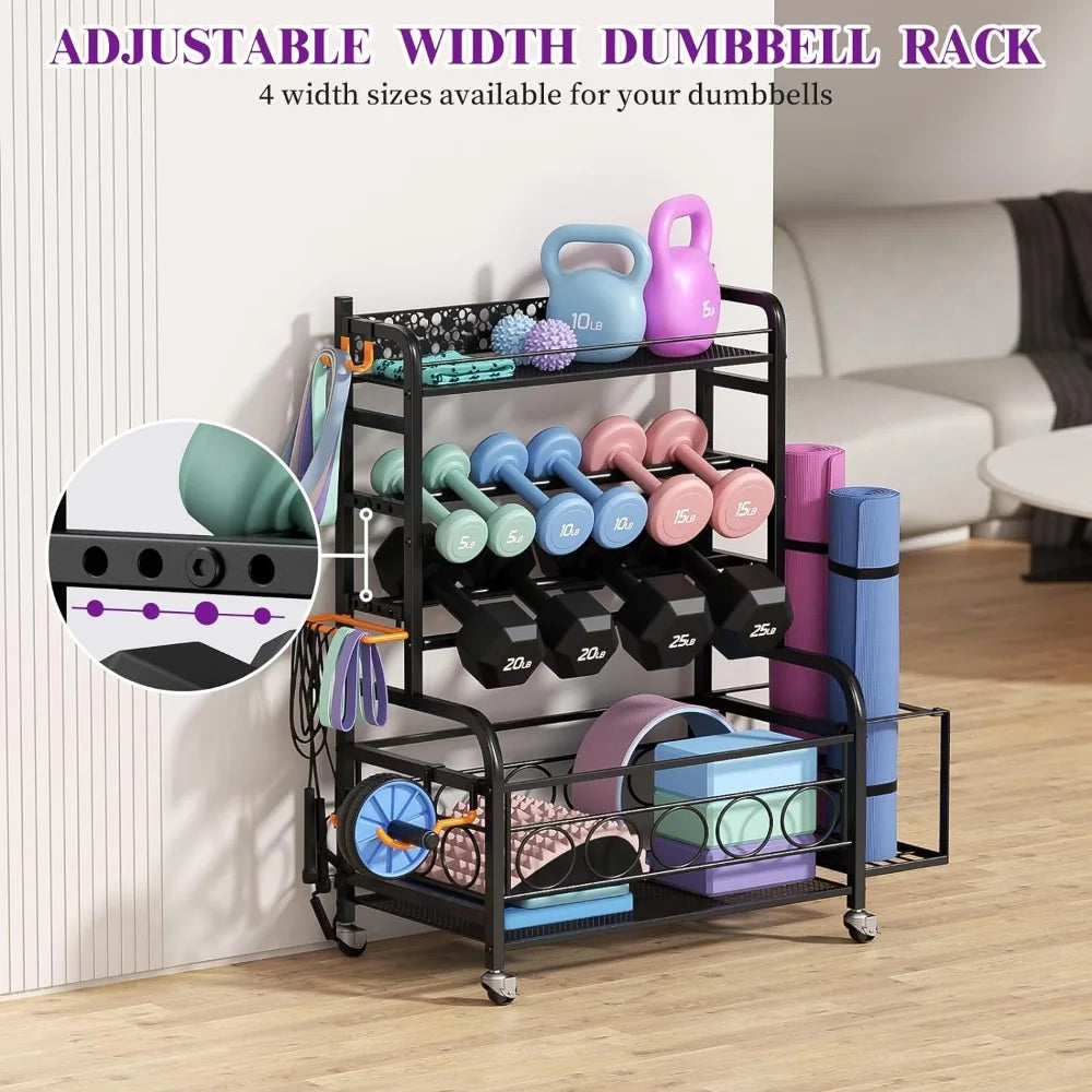 Gym Storage Rack for Yoga Mat Kettlebells and Strength Training