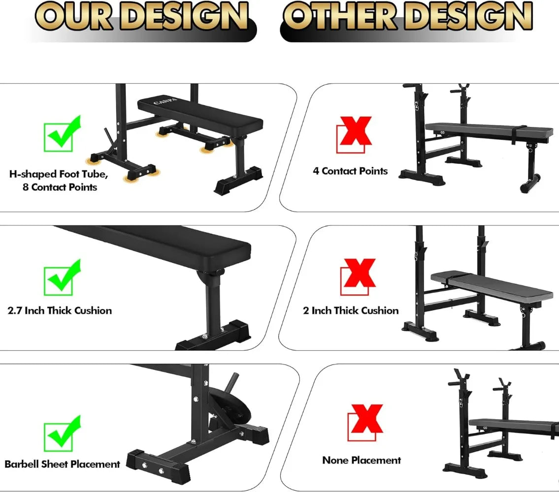 Heavy Duty Adjustable Weight Bench with Squat Rack