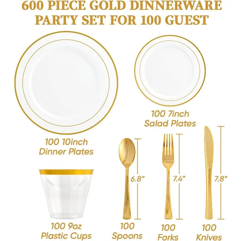 600pcs Dinnerware Set for 100 Guests - One Shop Ventures