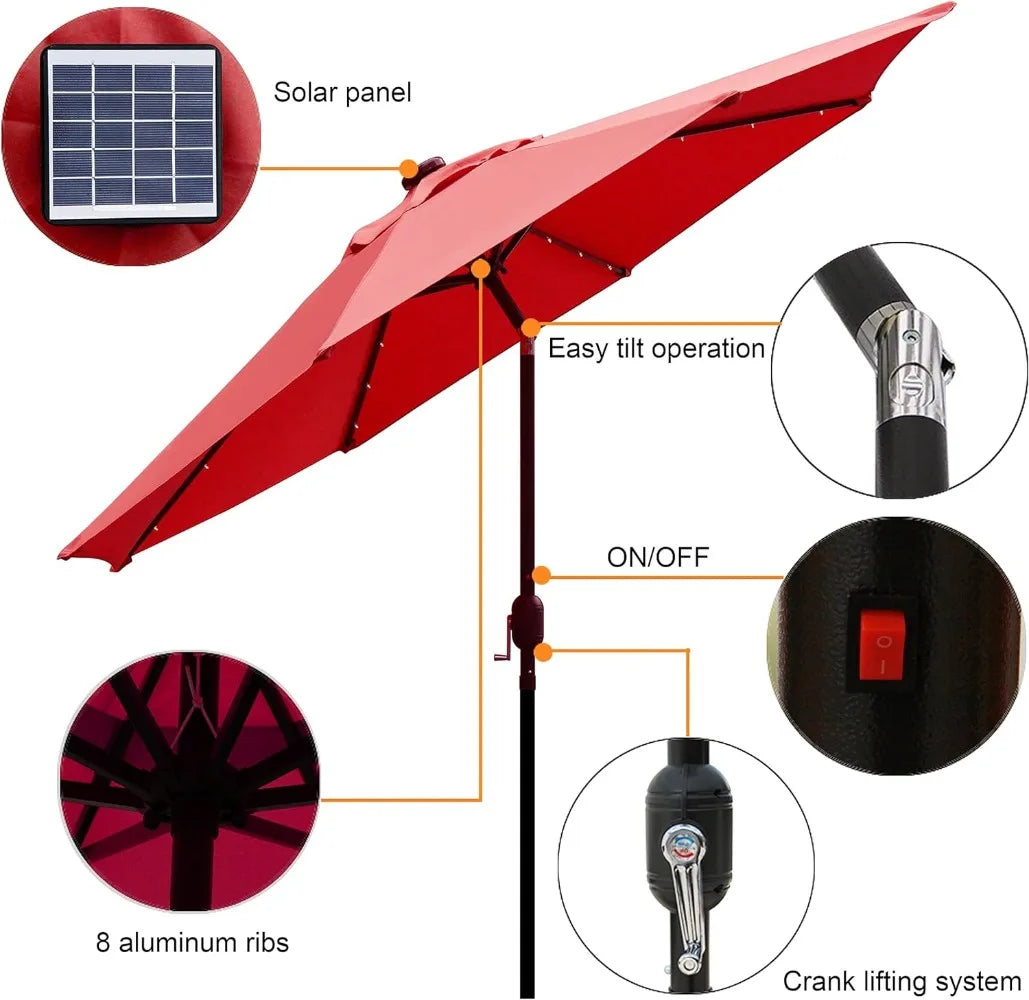 9 ft 32 LED Lighted Patio Umbrella