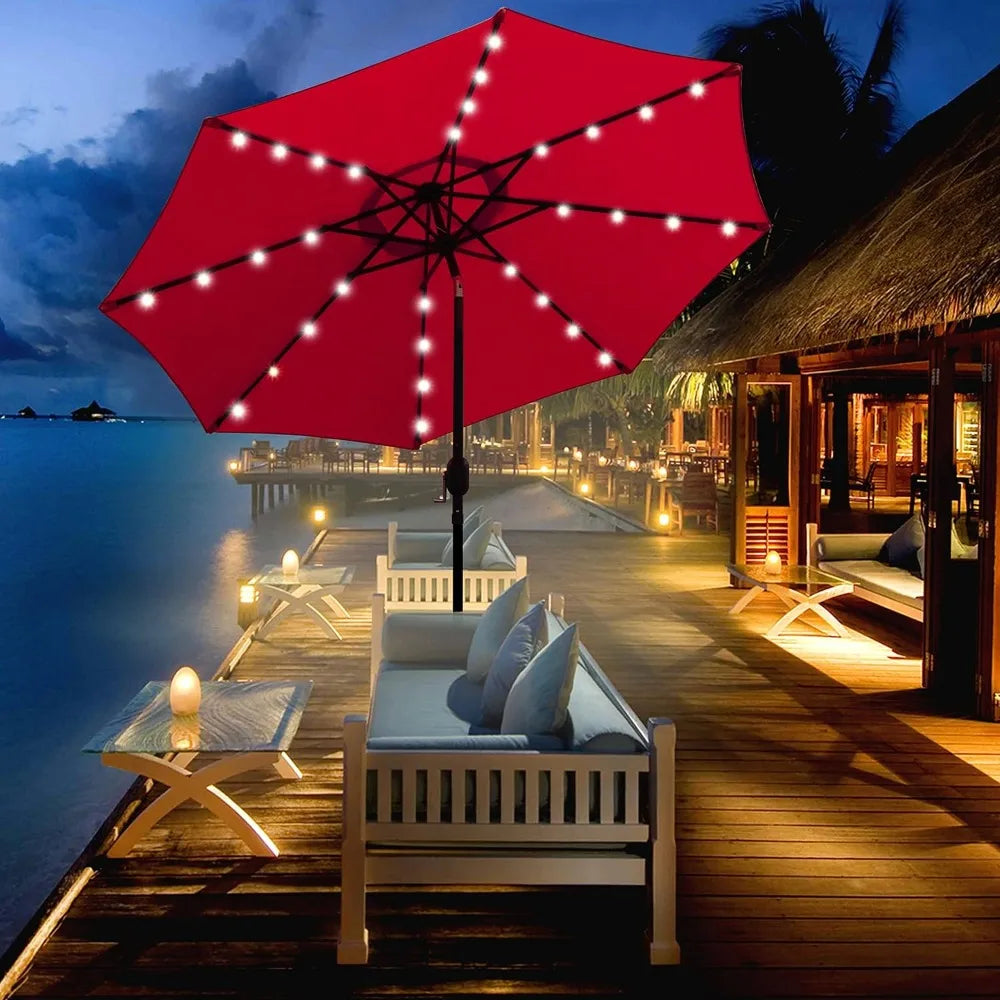 9 ft 32 LED Lighted Patio Umbrella