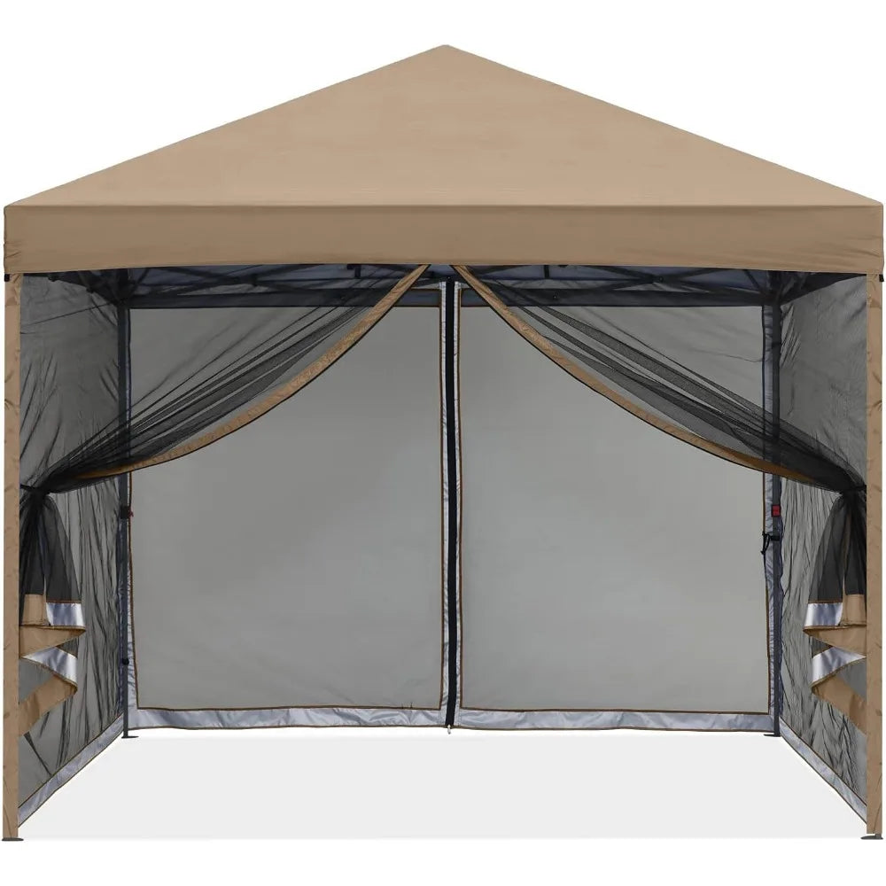 Heavy-duty pop-up outdoor canopy, with mesh curtain wall (10x10) - One Shop Ventures