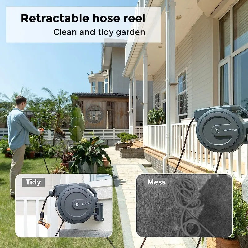 Garden Hose Reel Retractable 1/2" x 100 ft Wall Mounted