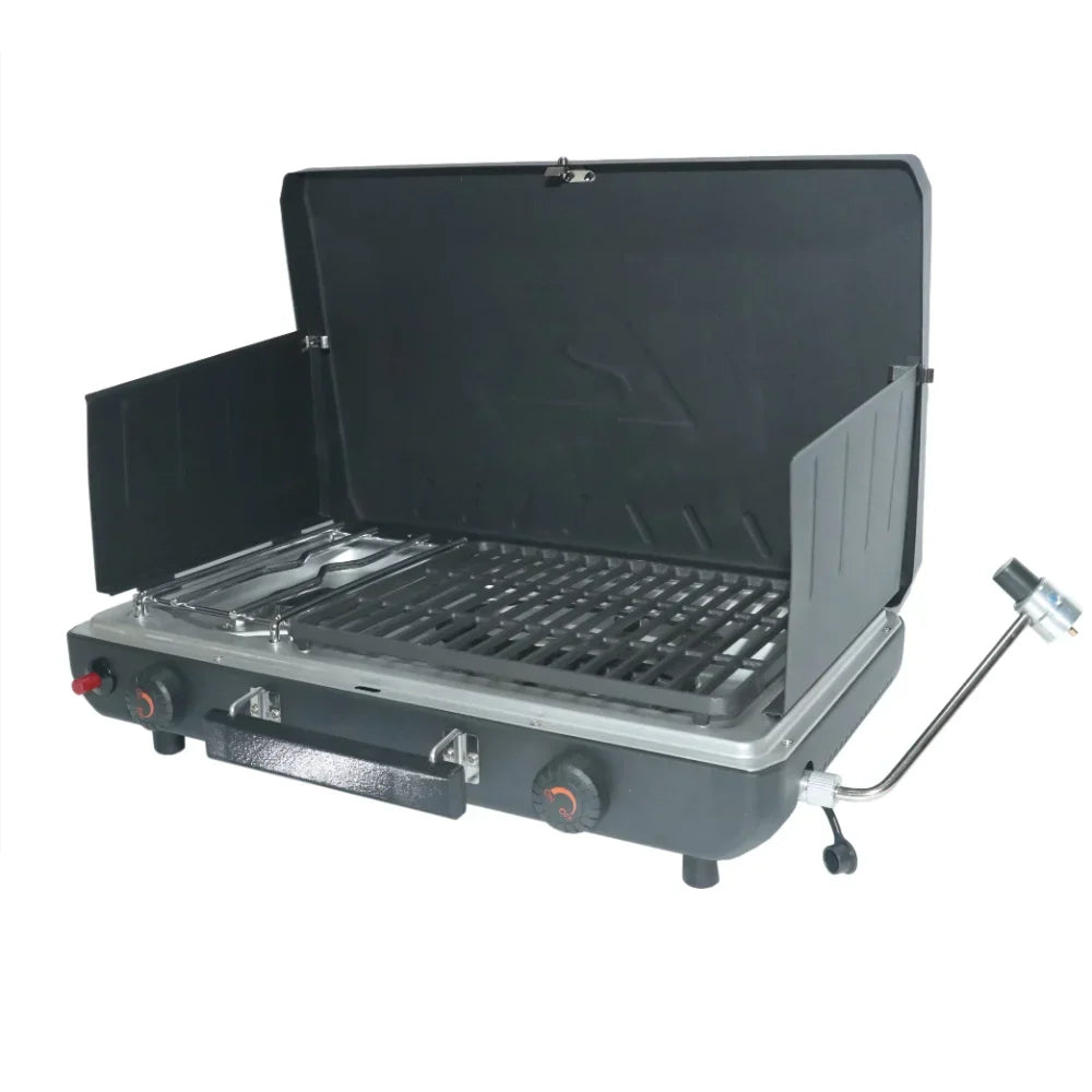 Propane 2-in-1 Portable Burner Grill Camp Stove - One Shop Ventures