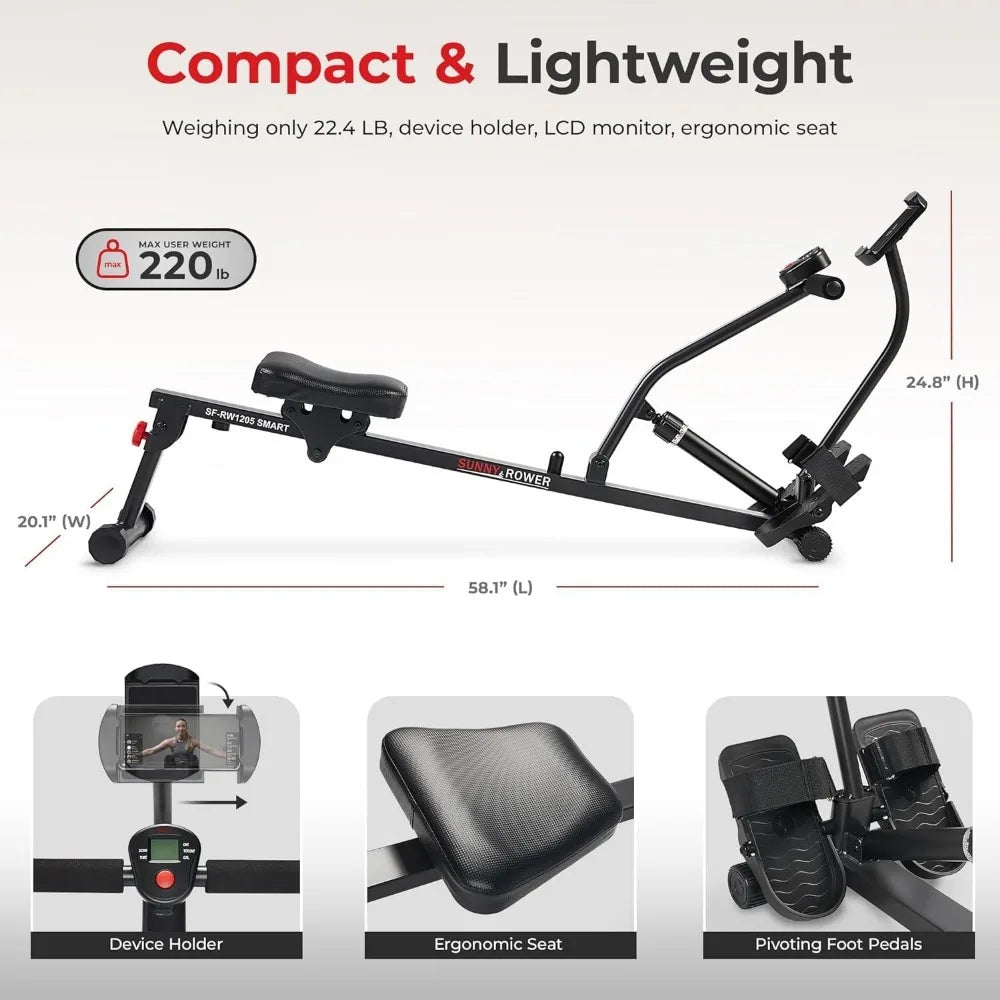 Sunny Health & Fitness Compact Adjustable Rowing Machine