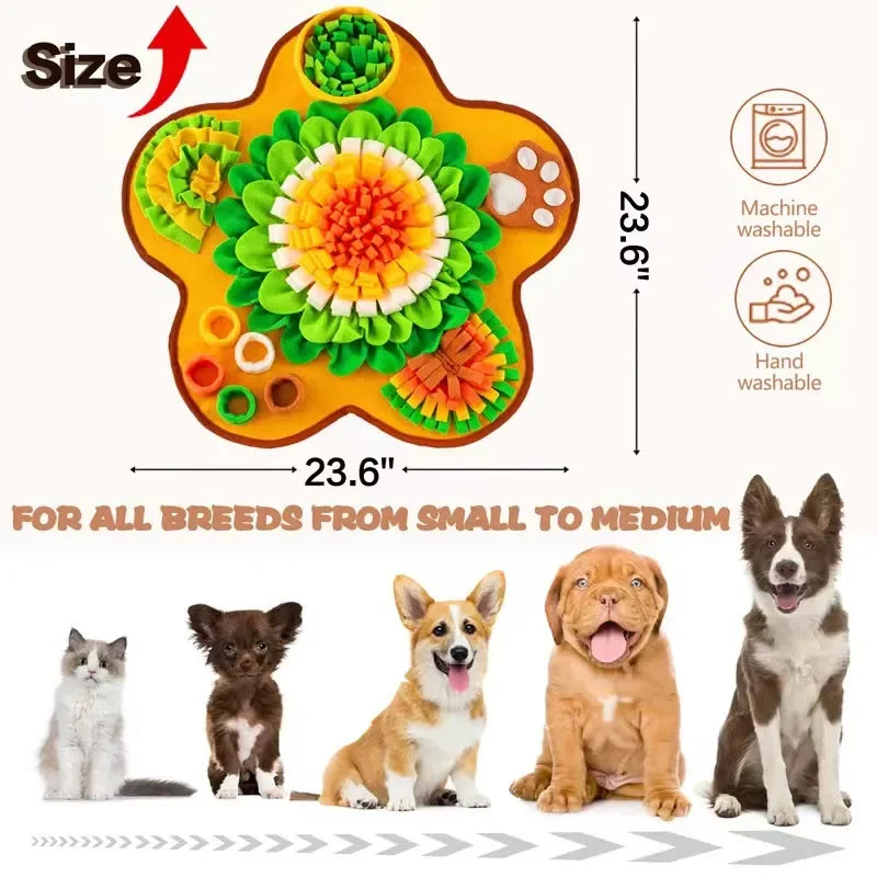 Multi-functional dog snuffle feeding mat