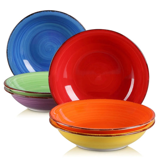 Vancasso Bonita 8.5-inch Ceramic Multicolor Pasta Soup Bowl Set - One Shop Ventures