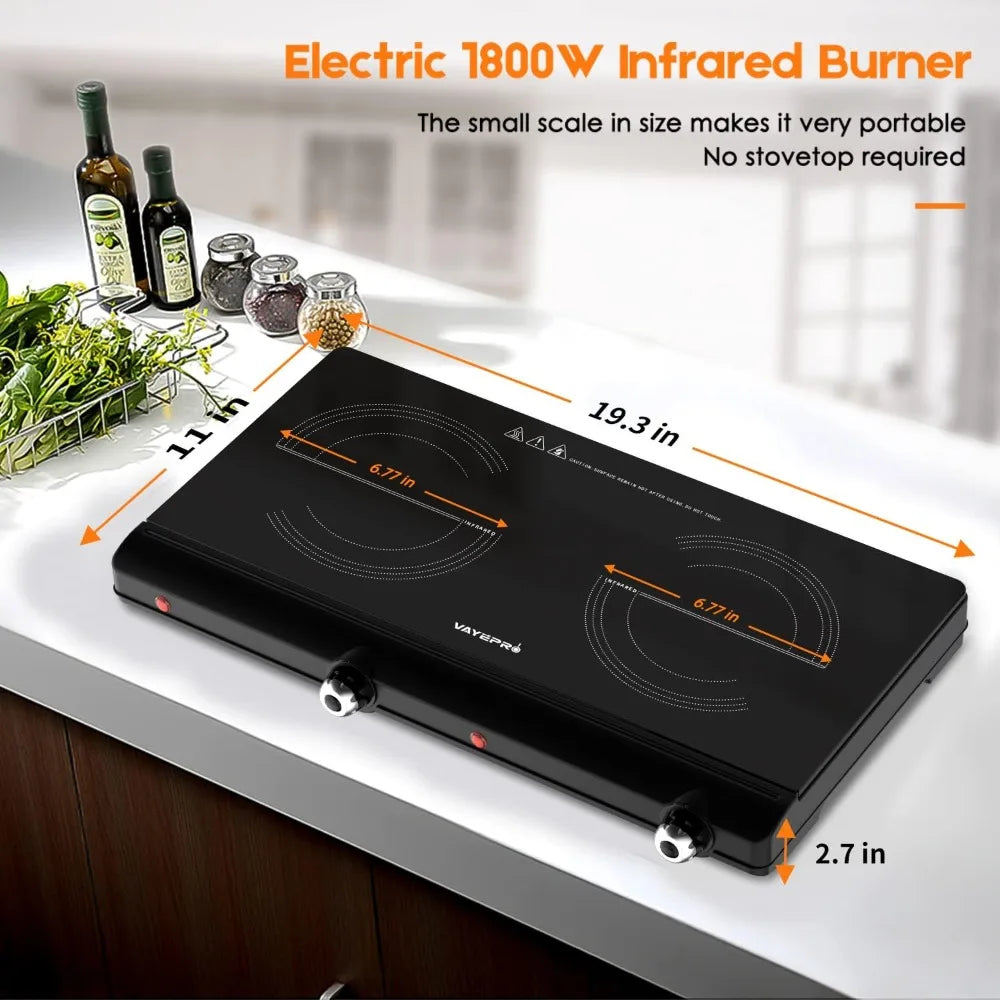 Infrared Double Burner,1800W Portable Electric Hot Plate - One Shop Ventures