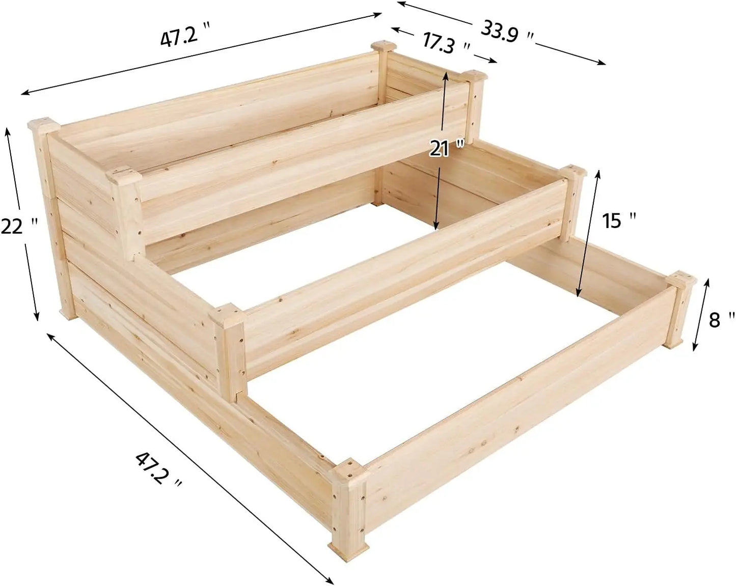 3 Tier 47x47x22in Raised Garden