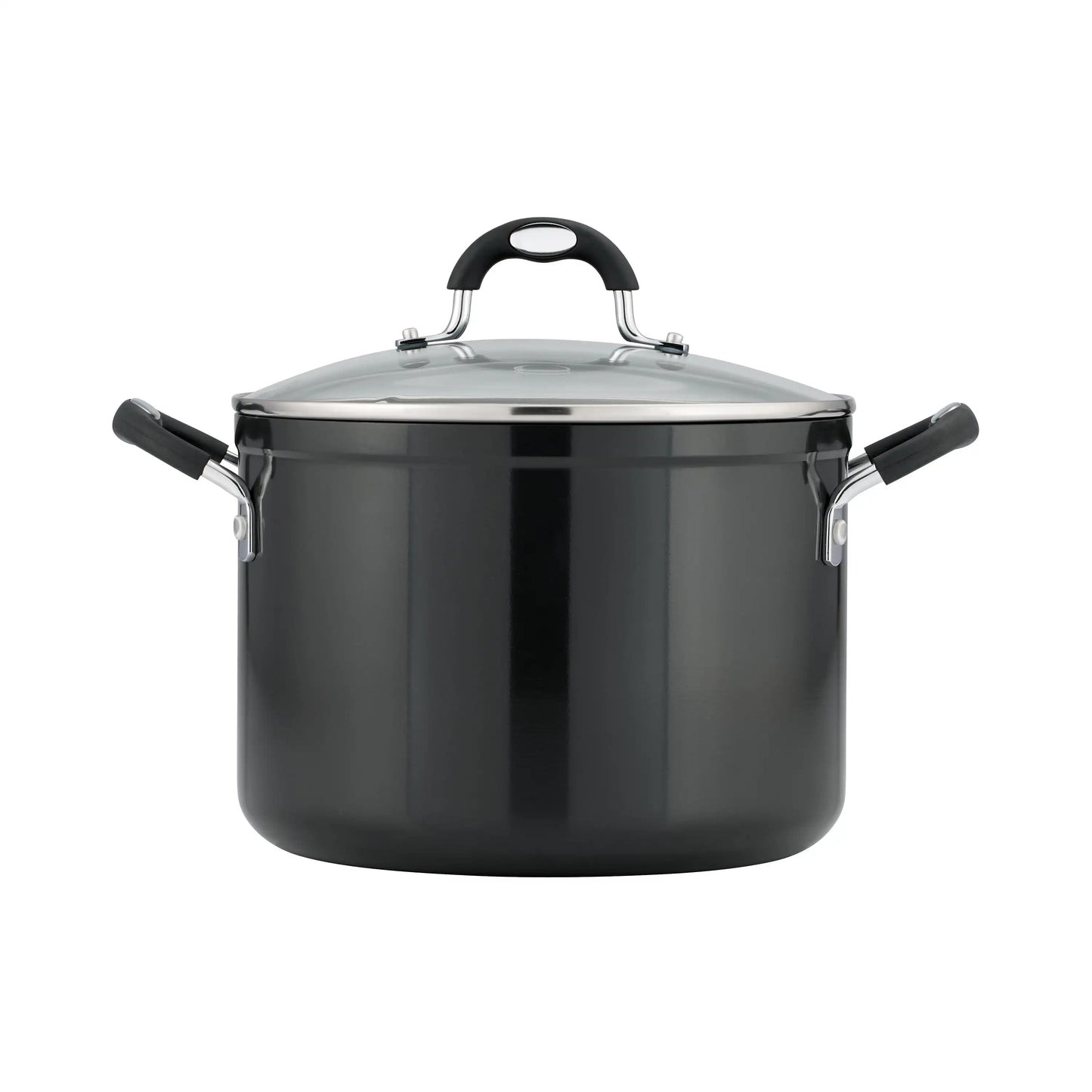 8-Qt Stock Pot Non Stick Cookware Aluminum with Tempered Glass Lid Handles - One Shop Ventures