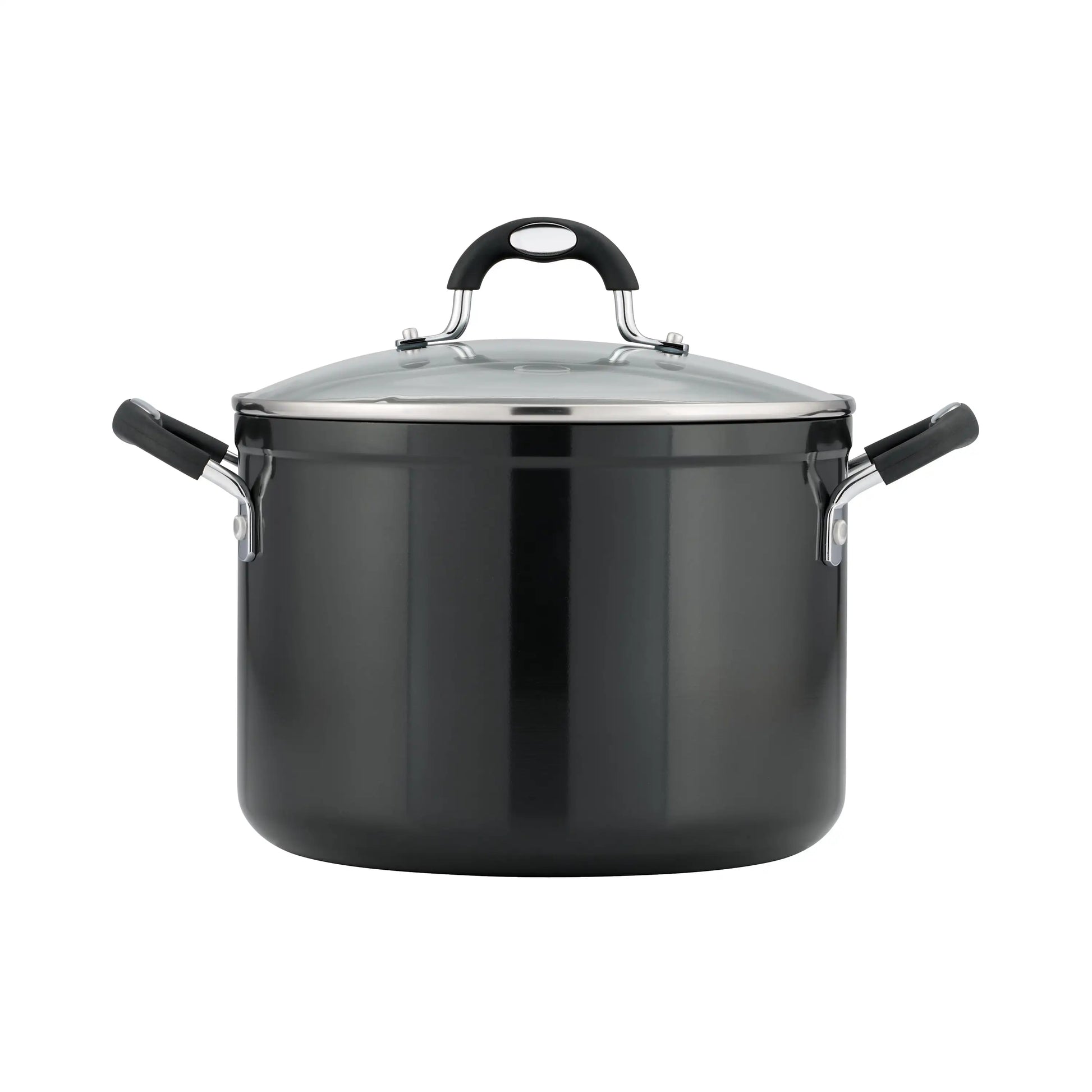 8-Qt Stock Pot Non Stick Cookware Aluminum with Tempered Glass Lid Handles - One Shop Ventures