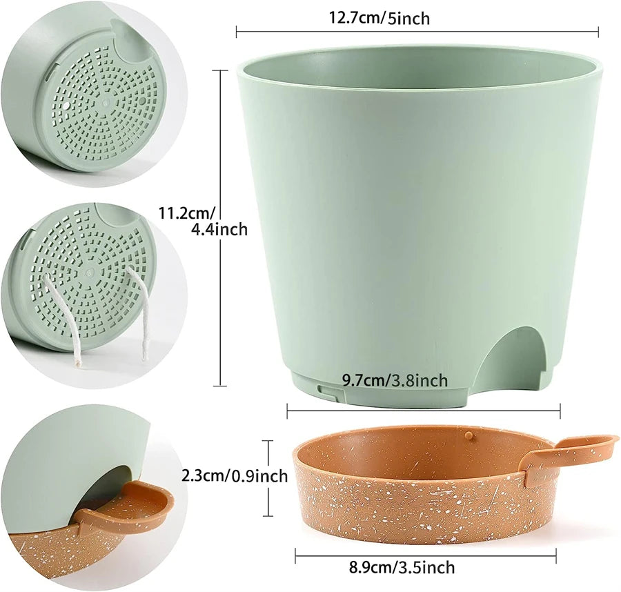 5 pack 5 inch Self Watering Pots for Indoor Plants - One Shop Ventures