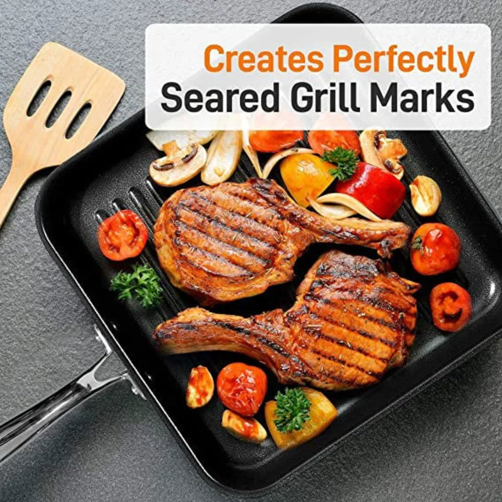 Nonstick Stove Top Grill Pan Hard Anodized Nonstick Grill & Griddle Pan - One Shop Ventures