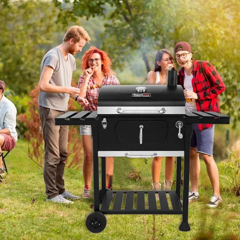 24” Charcoal Grill Outdoor Smoker with Side Tables - One Shop Ventures