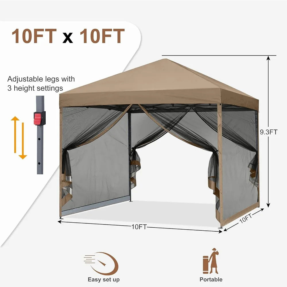 Heavy-duty pop-up outdoor canopy, with mesh curtain wall (10x10) - One Shop Ventures