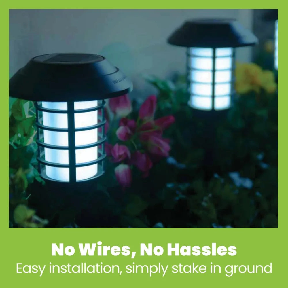 Solar Pathways Lights with Remote, LED  White or Flame Mode, Set of 4