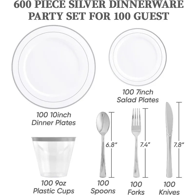 600pcs Dinnerware Set for 100 Guests - One Shop Ventures