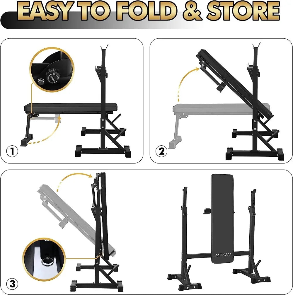 Heavy Duty Adjustable Weight Bench with Squat Rack