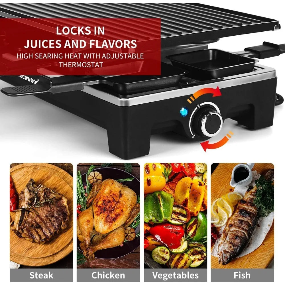 Electric Indoor Grill With 8 Cheese Melt Pans - One Shop Ventures