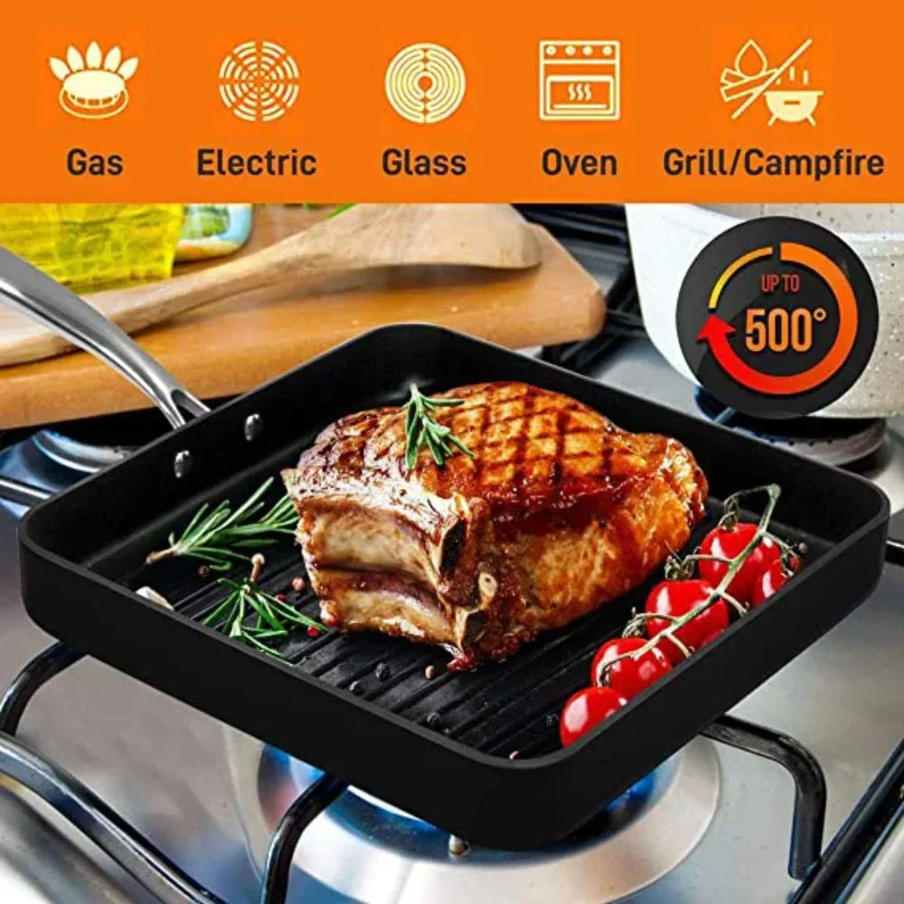 Nonstick Stove Top Grill Pan Hard Anodized Nonstick Grill & Griddle Pan - One Shop Ventures