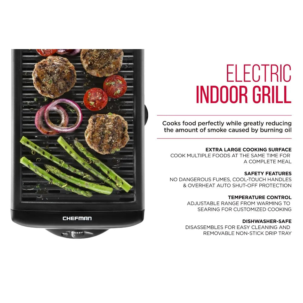 Chefman Electric Smokeless Indoor Grill w/ Adjustable Temperature, Non-Stick, Black - One Shop Ventures