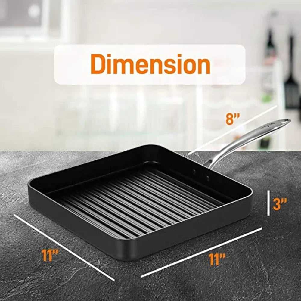 Nonstick Stove Top Grill Pan Hard Anodized Nonstick Grill & Griddle Pan - One Shop Ventures