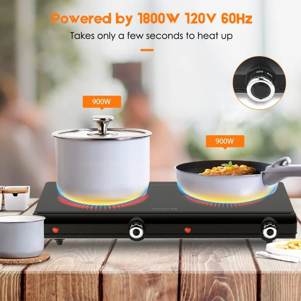 Infrared Double Burner,1800W Portable Electric Hot Plate - One Shop Ventures