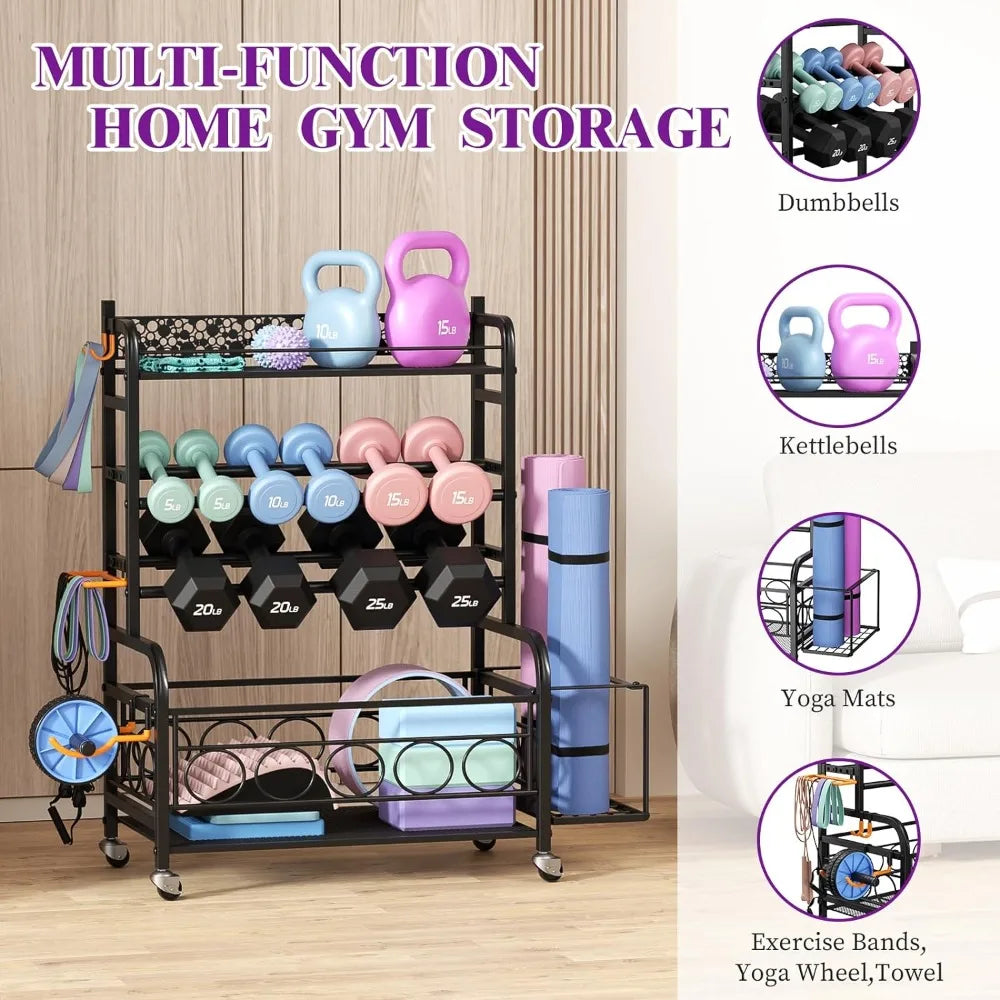 Gym Storage Rack for Yoga Mat Kettlebells and Strength Training