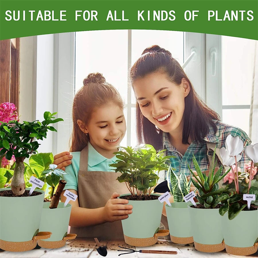 5 pack 5 inch Self Watering Pots for Indoor Plants - One Shop Ventures