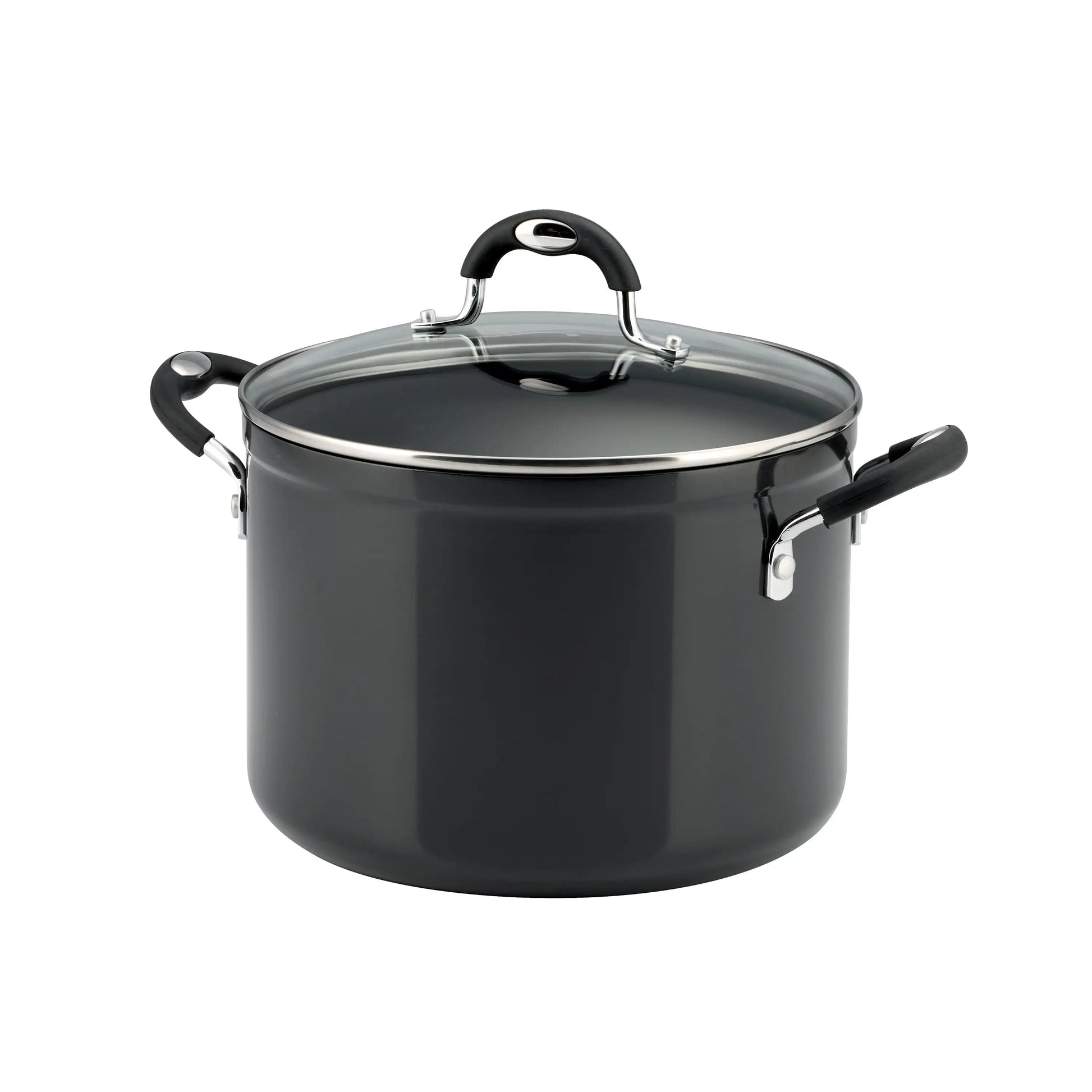 8-Qt Stock Pot Non Stick Cookware Aluminum with Tempered Glass Lid Handles - One Shop Ventures